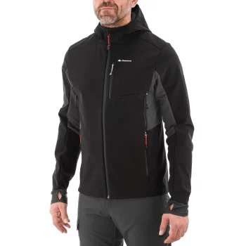 Men's Mountain Trekking Softshell Wind Warm Jacket - TREK 500 WINDWARM - Black - 2XL By FORCLAZ | Decathlon
