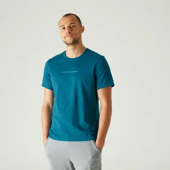 Men's Gym T-Shirt Regular Fit 500 - Blue Print - XL (Chest 43") By NYAMBA | Decathlon